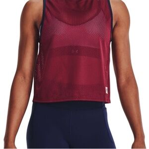 NWT Under Armour Womens Loose Heat Gear Playback Retro Mesh Tank medium blue